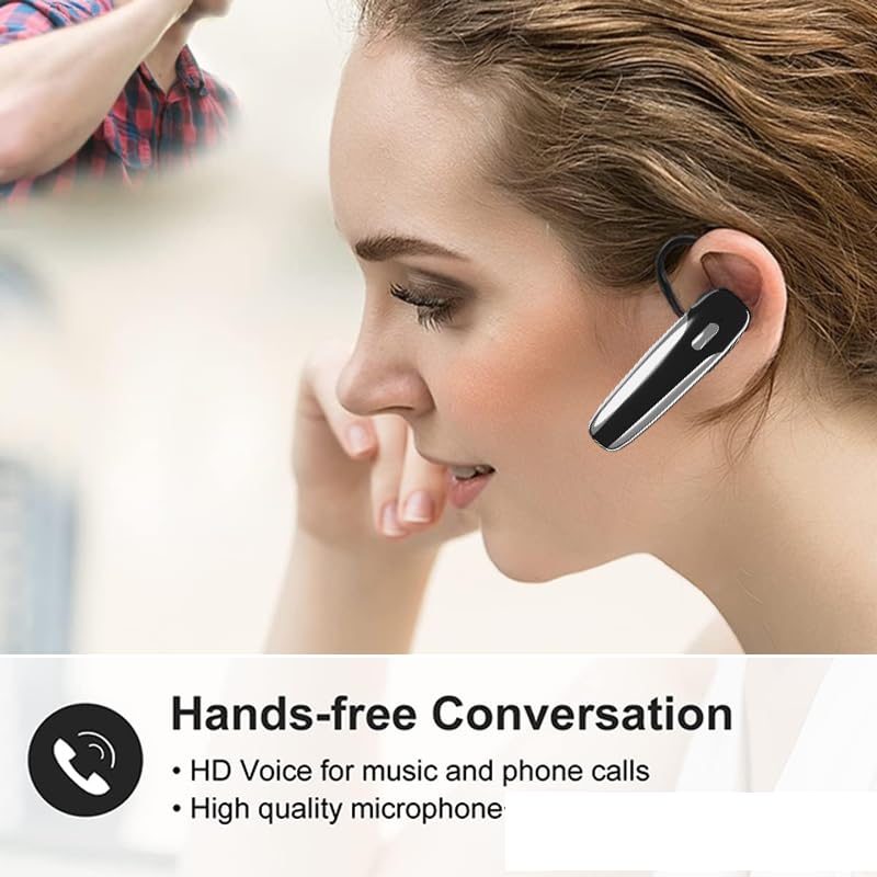 Image of Single Ear Bluetooth Headset V5.3 Single-Ear Earpiece with Wireless Microphone 48H Battery, Bluetooth Earpiece - Handsfree for Driving /Truck Drivers, Compatible with iPhone, Android, Samsung