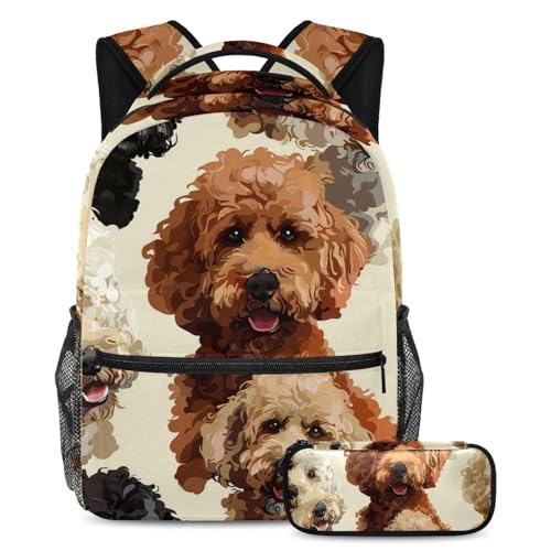 Ensemble cartable caniche au design soigné et grand sac de voyage confortable pour adolescents