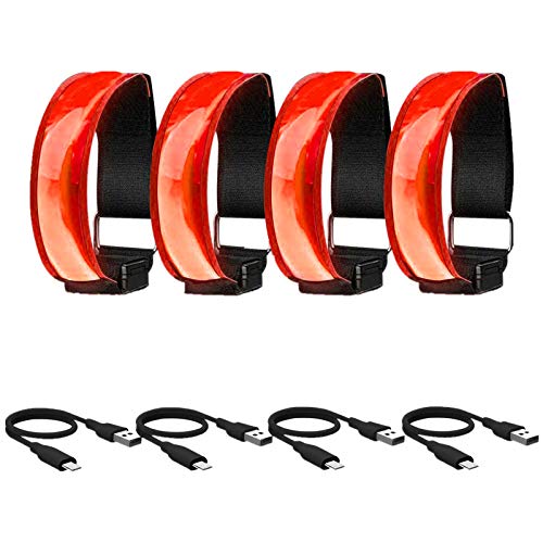 USB Aufladbares LED Armband, Leuchtband Reflektorband für Joggen Laufen Outdoor-Sportarten, Sicherheitslicht, Reflektor und Blinklicht für Kinder Erwachsene, mit Blinkende und statische LED-Funktionen Cover