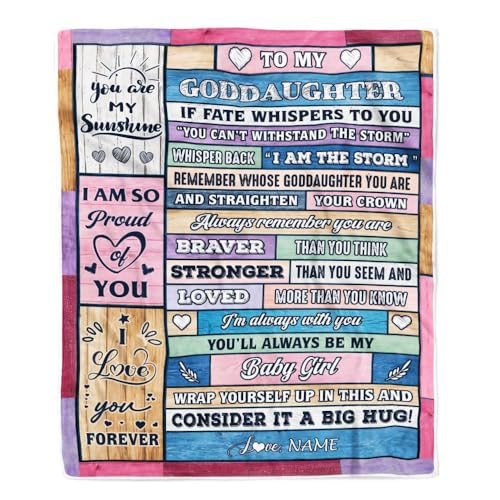 CenturyTee Personalized to My Goddaughter Blanket Gift from Godmother Wood I Am The Storm Baby Girl Goddaughter Birthday Graduation Christmas Customized Fleece Blanket (30 x 40 in Baby Size)