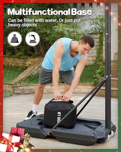 Image of WIN.MAX Basketball Hoop Outdoor 3.3-10ft Adjustable Height, 40inch Backboard with Shatterproof Backboard and Larger Base, Portable Basketball Hoop Goal System Youth /Adults in Backyard /Driveway