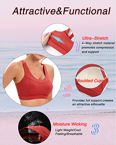Image of RUNNING GIRL High Impact Sports Bras for Women,Racerback Running Bra Workout Crop Tank Tops Longline Sports Bra Push up
