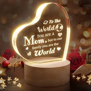 Mom Gifts from Daughters, Best Birthday Gifts for Mom, Personalized Engraved Acrylic Night Light with Wood Base…