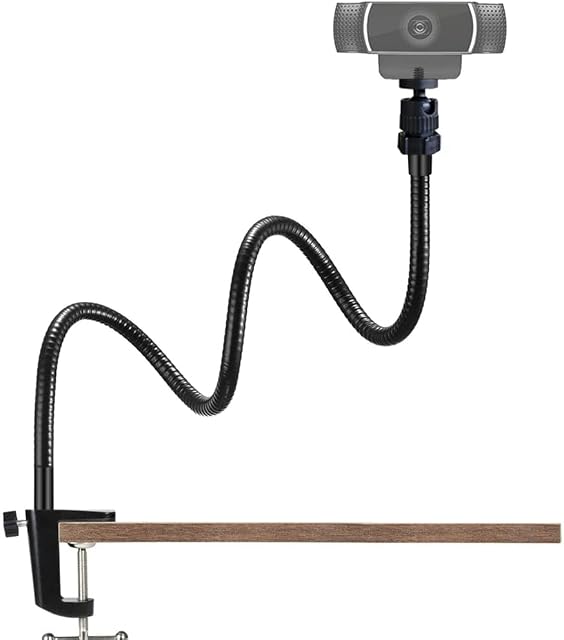 Adjustable 26" Gooseneck Desktop Webcam Stand Holder Flexible Jaw Camera Desk Clamp Mount for Logitech Webcam C925e, C922x, C922, C930e, C930, C920, C615 and More (1/4" Threaded)