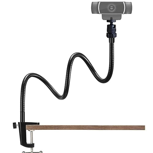 Tencro Adjustable 27" Gooseneck Desktop Webcam Stand Holder Camera Desk Clamp Mount for Logitech Webcam C925e C922x C922 C930e C930 C920 C615 and More (1/4" Threaded)