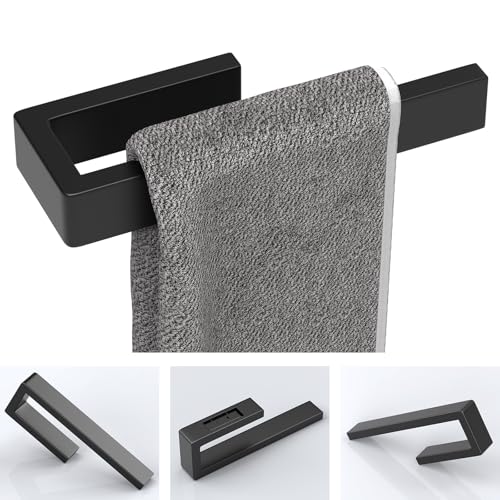 Image of HUFEEOH Hand Towel Holder, Stainless Steel Bathroom Towel Holder Towel Bar, Matte Black Dish Towel Hanger Wall Mount Kitchen Towel Rack Heavy Duty Hand Towel Racks for Bathroom