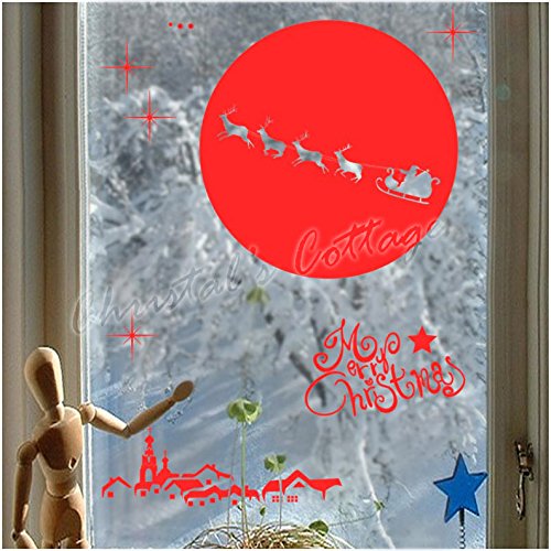 Décoration de Noël silhouette noire élégante autocollant de fenêtre premium grand format