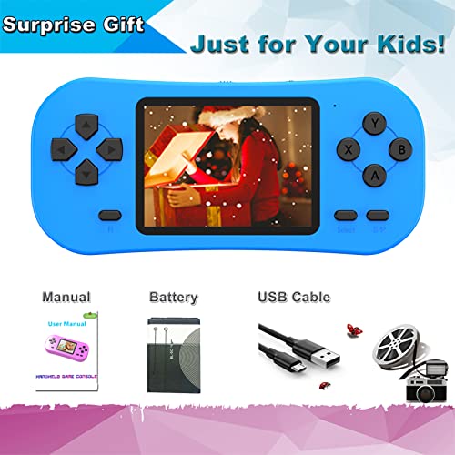 Beijue Retro Handheld Games for Kids Built in 218 Classic Old Style Electronic Game 2.5'' Screen 3.5MM Earphone Jack USB Rechargeable Portable Video Player Children Travel Holiday Entertain (Blue) - Thumbnail 7