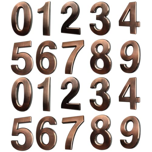 Fanxus 3 Inch House Numbers For Mailbox Or House Door Address, Home Office Hotel Room. 3 Inch Pack Of 20, Bronze #TOP28