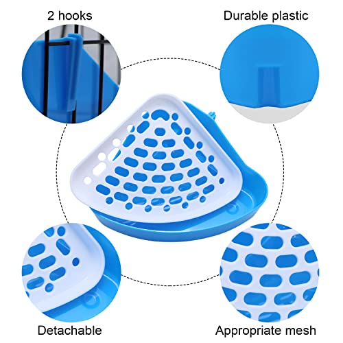 Image of Litewoo Rabbit Litter Box Toilet Bunny Corner Potty for Guinea Pigs, Blue | Sturdy plastic, 9.45 inchx7.09 inchx4.33 inch pan, scalloped splash guard, mesh drop-through design, easy rinse-clean, for small animal