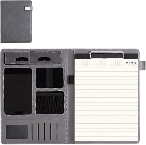 VHJdtE Folder, Folder Business Conference Organizer Notebook Tablet Sleeve Presentation Slot Card Storage(Light Gray)