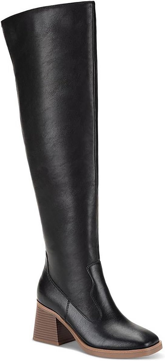 Sun + Stone Womens Faux Leather Tall Over-The-Knee Boots Black 8 Medium (B,M)