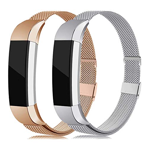 2 Pack Metal Bands Compatible with Fitbit Alta/Alta HR, Stainless Steel Bands Adjustable