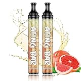 【公式】エーティングバー 持ち運びシーシャ 1000回パフ ニコチン＆タールzero 使い捨て 電子タバコ VAPE ベイプ 水タバコ 禁煙 サポート 爆煙 (2本, グレープフルーツ)
