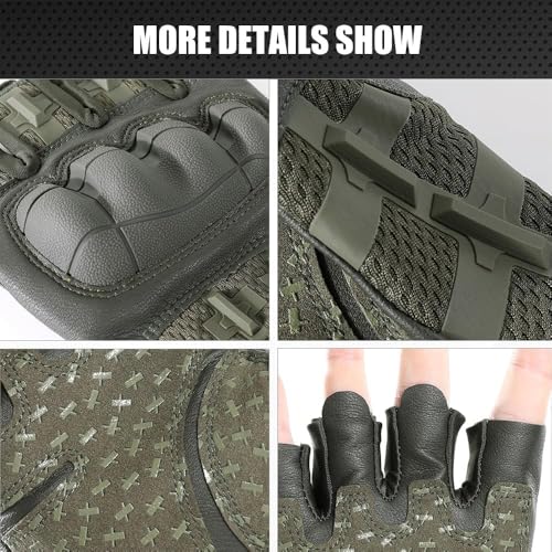 Image of UCRAVO Motorcycle Riding Gloves for Men with Rubber Knuckle Protection Tactical Half Finger Anti-Slip Bike Gloves for Motorbike Riding, Cycling,Scooter,Touring,Racing,Off-Road & Summer Riding | Nylon