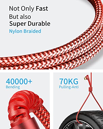 Image of MRGLAS 3.2A USB C Charger Cable,[2-Pack,6.6+6.6FT] USB A to USB C | Right Angle Gold-Plated Type C Charger Fast Charging Durable Braided Cord for iPhone 17 16 15 Samsung S10 S9 Note 10 S21 LG