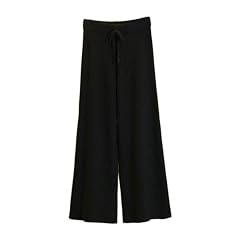 Womens Knit Elastic Waist Pull On Pants Cashmere Pants Thick Straight Pants Casual Wool Pants