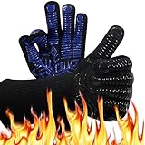 BBQ Oven Glove - Grilling Gloves Heat and Flame Protection Resistant 1472℉ Silicone Non - Extended Wrist for Additional Safety - Ideal for Outdoor Cooking, Grilling, Barbeque - Women/Men Dad for Gifts
