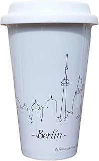 Berlin Skyline Travel Mug Personalised - Gift for City Lover - Personalised Skyline City Travel Thermal Ceramic Insulated Travel Mug