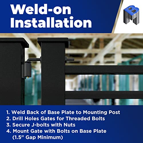 Bobco Metals J Bolt Steel 5/8" Gate Hinges - Heavy Duty Gate Hinges, Door Hinge, Fence Gate Hardware, Driveway Gate Weld On Hinges - 150 Lb X 2 Pcs #TOP4