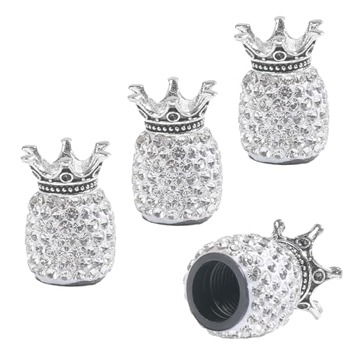 Flaconi 4PCS Coche Cubierta Válvula Neumático,Tapas de Válvulas de Automóviles,Tapa de Válvula de Coche,Adecuado para la mayoría de los Automóviles,Camiones,SUV,Motocicletas (Blanco)