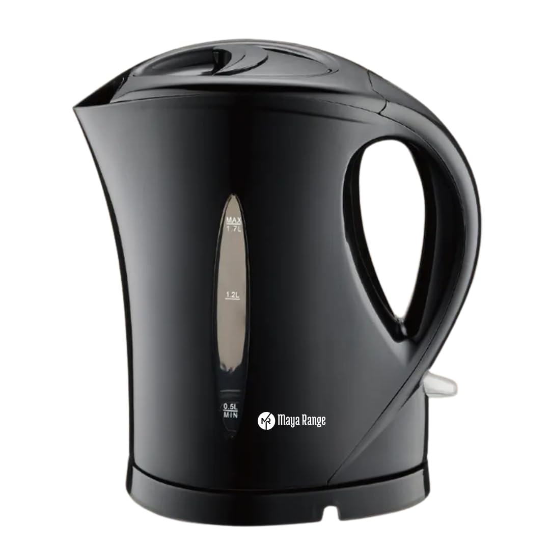 Maya Range Cordless Electric Kettle 1.7 Litre 2200W Plastic BPA Free Boil Dry Protection & Auto Shut Off With Safety Locking Lid, Wide Easy Fill Opening, Power Indicator Light (Black) — image 1