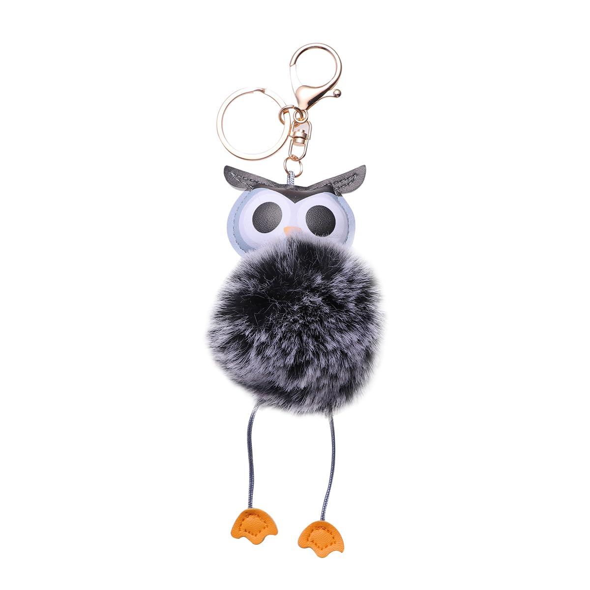 Amosfun Plush Owl Keychain, Pom Pom Fluffy Keychain Hanging Charm, Cartoon Animal Ball for Car Key Bag Purse, Cute Owl Girls