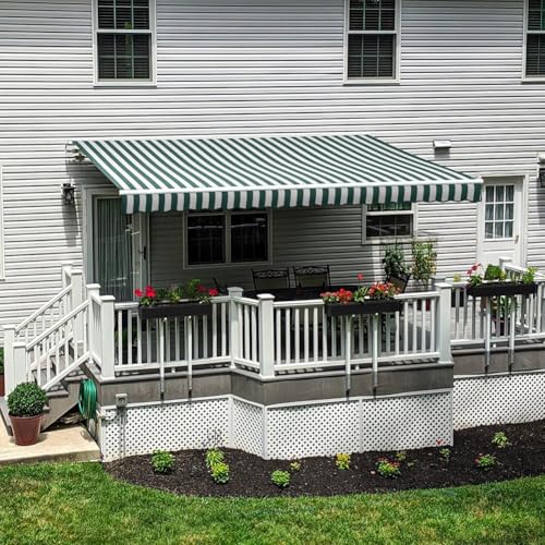 Toldo retráctil impermeable y resistente UV verde a rayas 400x300 cm 2