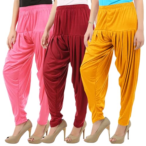 Image of Buy That Trendz Patiyala Pants for Women 3 Combo Patiyala Salwar Harem Viscose Bottoms Pants for Women