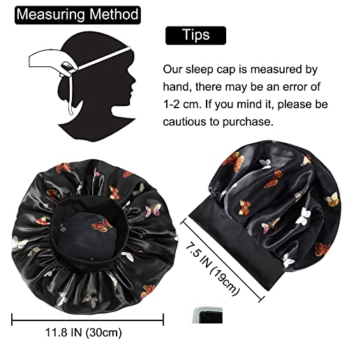 LADES Silk Satin Bonnet-4 Packs Women Satin Hair Bonnet for Curly Hair Satin Bonnet Silk Sleep Cap Silk Hair Wrap for Sleeping Black Hair - Image 2