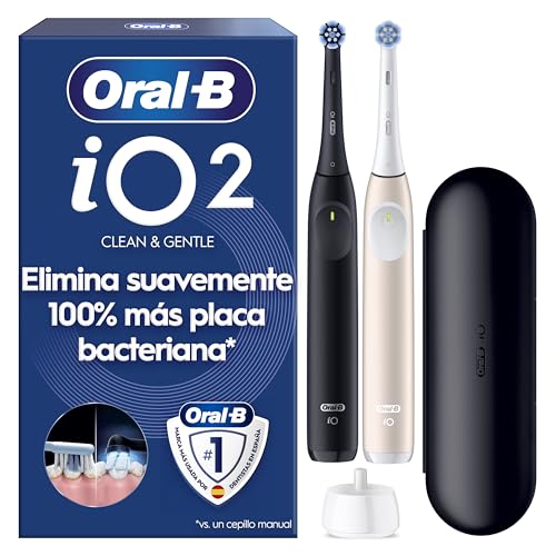 Oral-B iO 2 Cepillos de Dientes Eléctricos, Negro y Rosa, Pack de 2