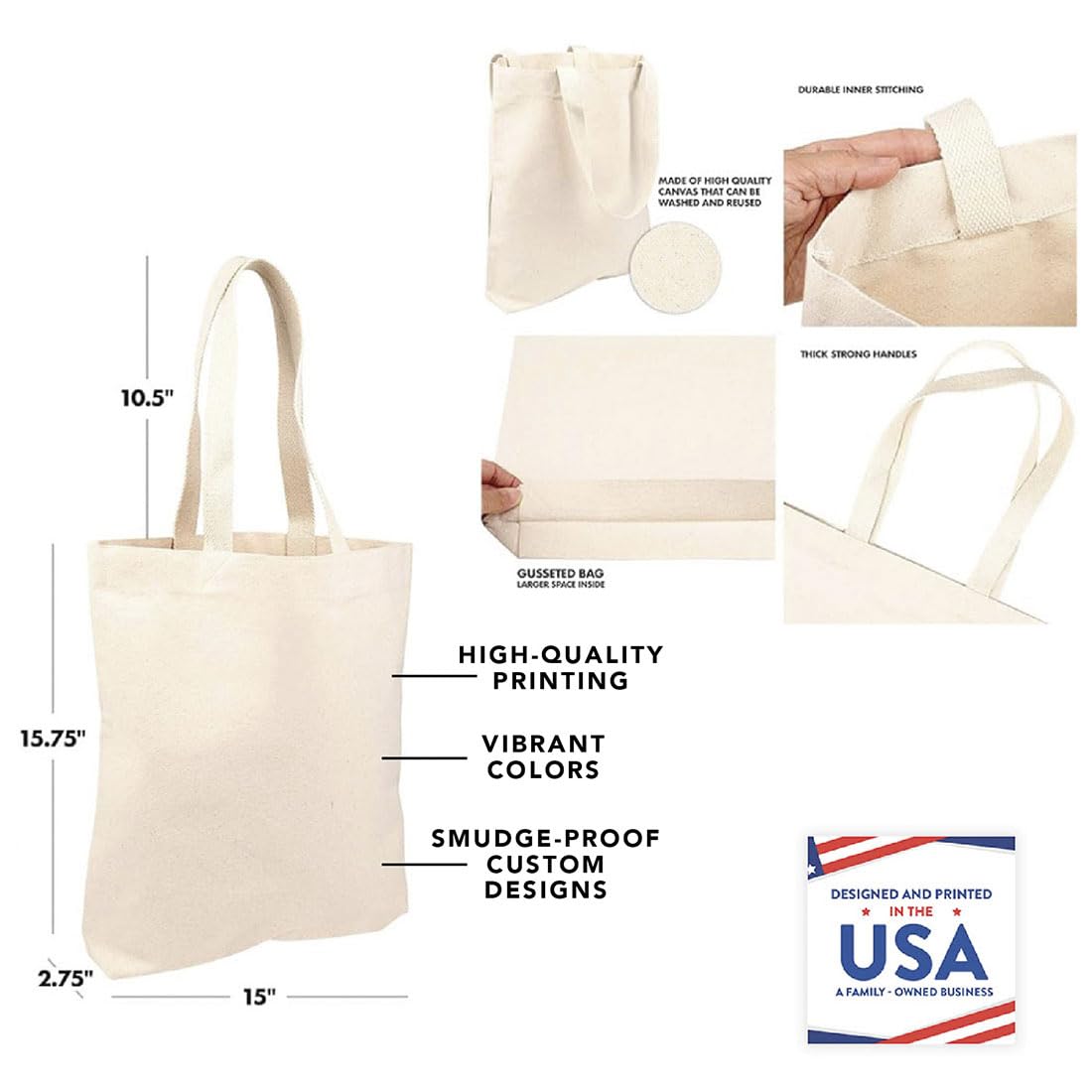 Andaz Press Personalized Tote Bag, Custom Best Teacher Ever, Custom Name Tote Bag for Supplies, Women's Teacher Gift, 15 x 15.75, 1-Pack