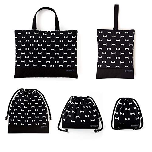 入園・入学5点セット キルティング (レッスンバッグQ/シューズケースQ/体操服袋/お弁当袋/コップ袋) リボンシルエット N8145700