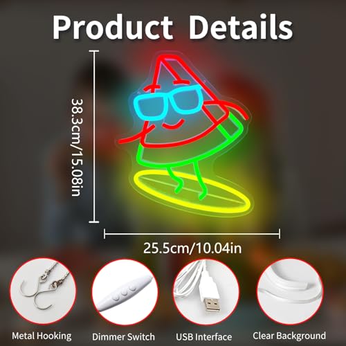 Image of Watermelon Neon Sign Dimmable Watermelon Surfer Led Sign Cute Summer Fruit Party Decorations Surfing Neon Light Sign for Surfboard Wall Decor