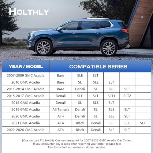 Image of 10 Layers SUV Car Cover Custom Fit for GMC Acadia (2007-2026), Waterproof All Weather for Automobiles, Outdoor Full Cover Sun Dust Rain Protection with Cotton. Silver