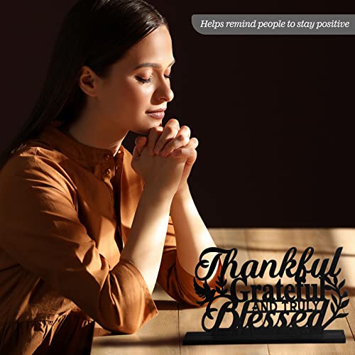 Image of Geetery Inspirational Table Centerpieces Wooden Religious Inspirational Home Decoration Motivational Blessed Table Decor for Home Kitchen Office Faith Christian Gifts Supplies Decor(Thankful)