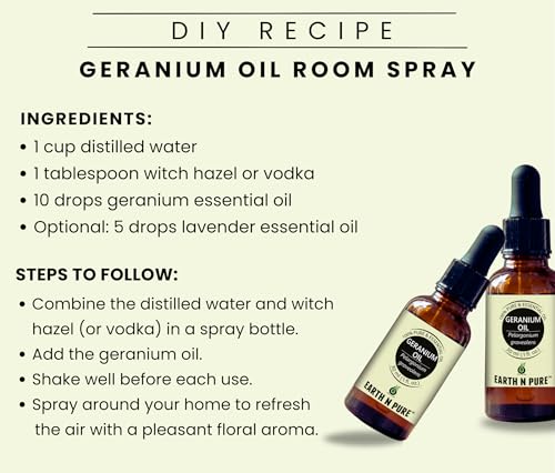 Image of Earth N Pure Geranium Essential Oil for Aromatherapy, Hair, Skin and Face Care | 15 ML