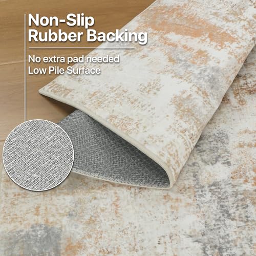 Image of BEIMO Area Rugs 8x10 for Living Room Bedroom, Modern Abstract Machine Washable Rug, Large Soft Low Pile Floor Carpet with Non Slip Backing for Dining Room, Muted Grey