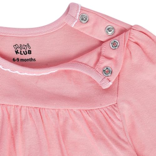 Image of miniklub Girls Cotton Pack of 2 Full Sleeves Solid Dresses - Pink & Coral