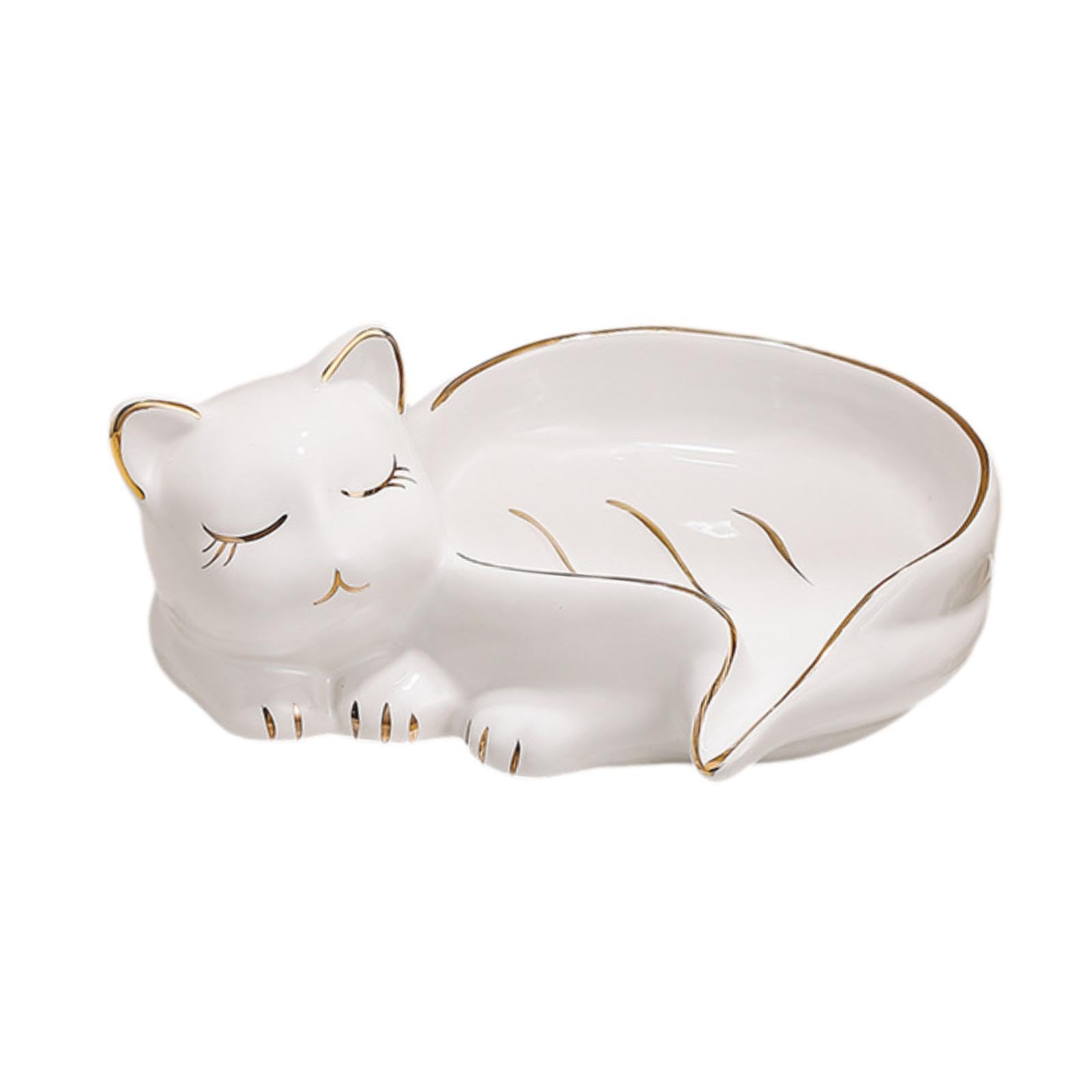 Alcxazs Gold For Creative Soap Holder With Drain Cute Cat Quick Water Drainage Elegant Bathroom Accessories Bringing Charm To Space Cute Soap Dish With Drain