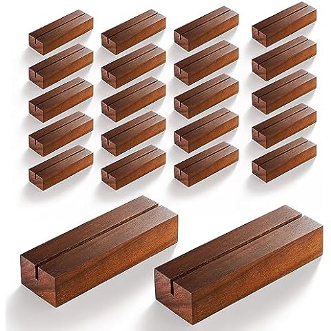 Tidita 20 pcs Acacia Wood Place Card Holder - Wooden Acrylic Sign Holder Table Decor - Picture Display Stands, Centerpieces Table Number Signs for Shop Cafe Holiday Decoration Wedding Party Events Cover