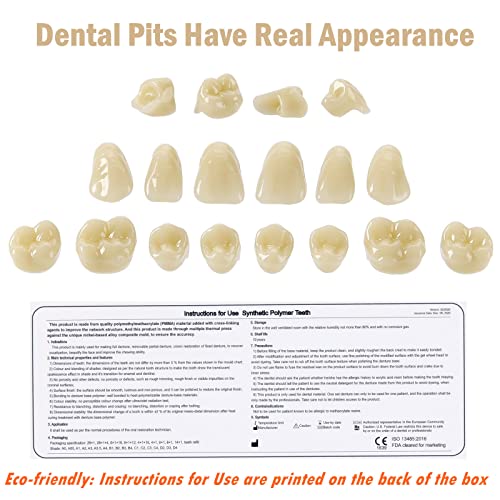 Image of Dental Acrylic Resin Denture False Teeth A3, T6 Synthetic Polymer Resin Fake Teeth for Replacement, Halloween, DIY (28 Pcs /Set)