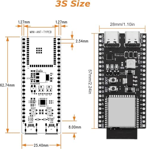 Image of ESP32 ESP32-S3 Development Board AYWHP ESP32 S3 ESP32-S3-DevKitC Module with WROOM-1-N16R8 Low Power MCU with Dual-Mode Wi-Fi and Bluetooth Type-C Connector Compatible with Arduino