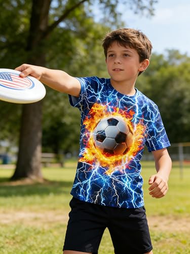Image of 3D Graphic Short Sleeve Shirts Boys Girls Cool T-Shirt Unisex Novelty Tees for 7-12 Years Teens