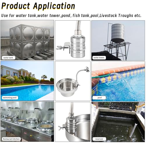 Image of 2-Pack Float Valve, 1 /2 inch to 3 /4'' 1 inch 304 Stainless Steel Fully Automatic Water Level Controller Water Float Valve for Water Tank,Pool,Water Tank, Livestock Troughs
