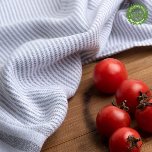 Feshka Turkish Hand Towels Set Of 2-100% Organic Cotton, 18X32 Prewashed Super Absorbent Peshtemal Towel For Hand, Kitchen, Face, Hair, Gym, Dishcloth, Yoga, Tea, Farmhouse Boho Decor (Gray) #TOP3