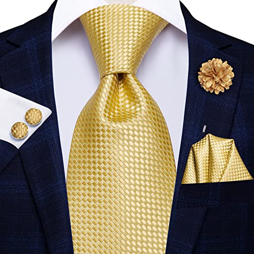 Hi-Tie Silk Men's Tie and Pocket Square Cufflinks Lapel Pin Set Jacquard Wedding Business Necktie for Formal - Image 3