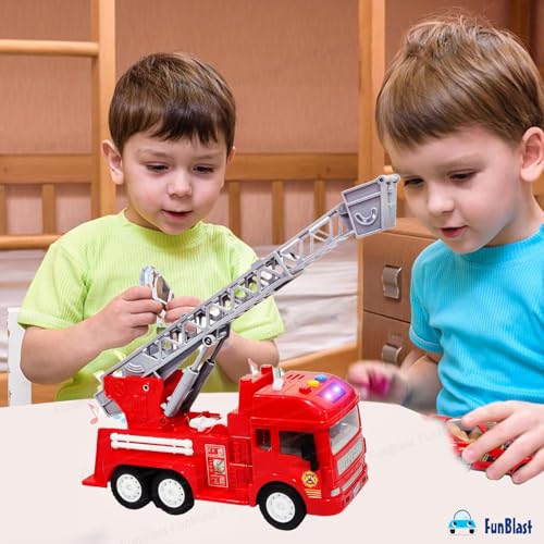 Image of FunBlast Fire Rescue Truck Toy - Pull Back Truck Toys, Friction Power Fire Rescue Truck for Kids, Light and Sound Toys, Vehicles Truck Toy for 3+ Years Old Boys and Girls (Multicolor)