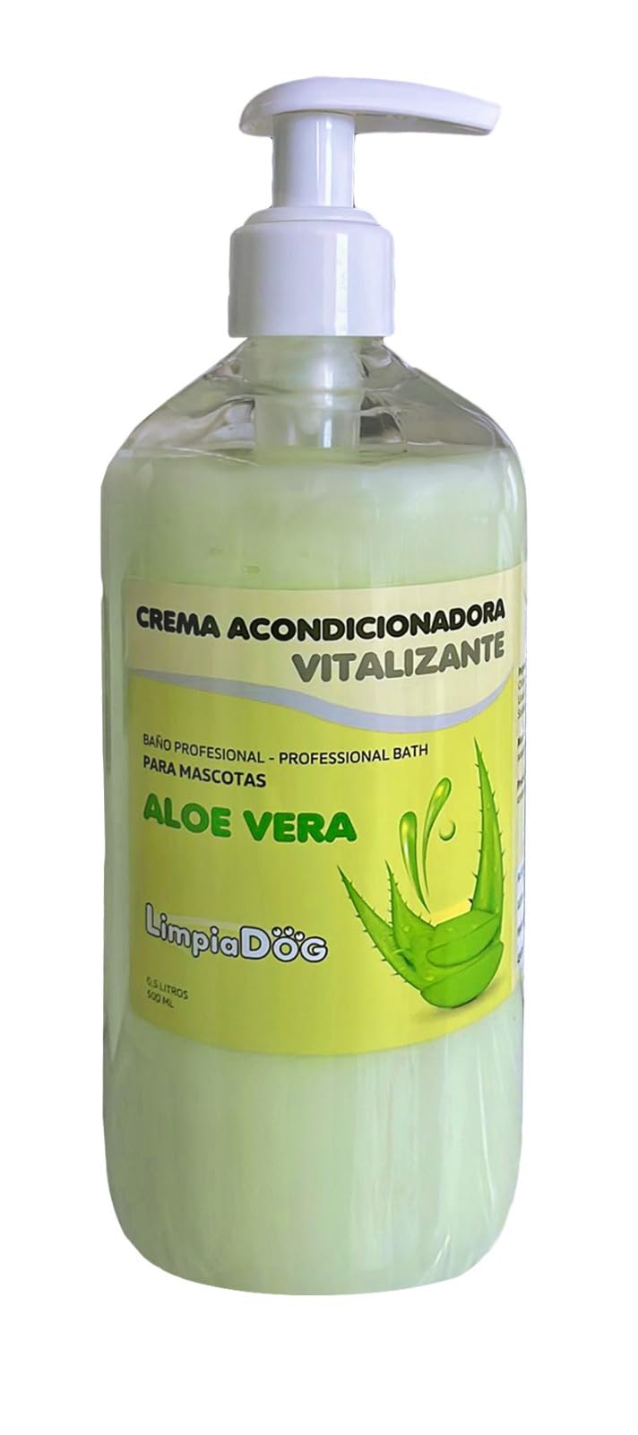 LimpiaDog Acondicionador para Perros Desenredante Aloe Vera Vitalizante 500ml para Mascotas Cuidado y Suavidad del Pelaje y Pelo de tu Perro o Gato hidratacion y Brillo