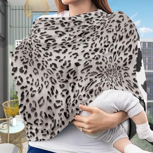 Image of Leopard Carseat Covers Baby Travel Essential Breathable Multi-Purpose Soft Nursing Cover for Breastfeeding, Shopping Cart Cover for Baby